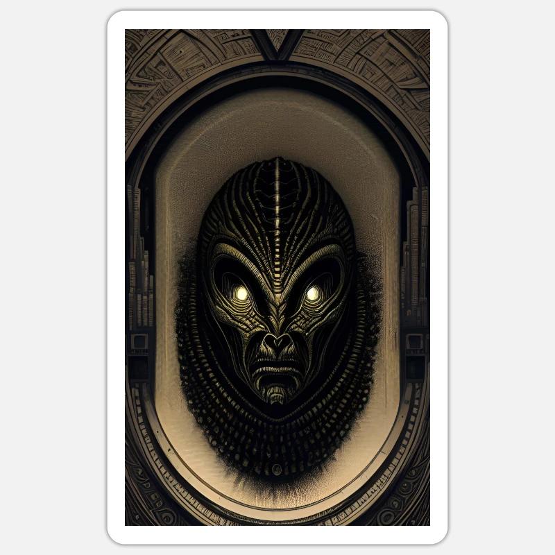 Alien | UFO | Raumschiff | UAP | außerirdische - Sticker Größe S (10 x 10 cm) - Mattweiß