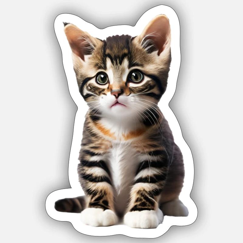 Chat - chaton - Sticker taille S (10 x 10 cm) - blanc mat