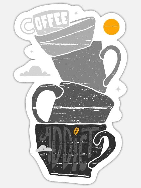 Süchtig nach Kaffee - Cafe Sucht - Sticker Größe S (10 x 10 cm) - Mattweiß
