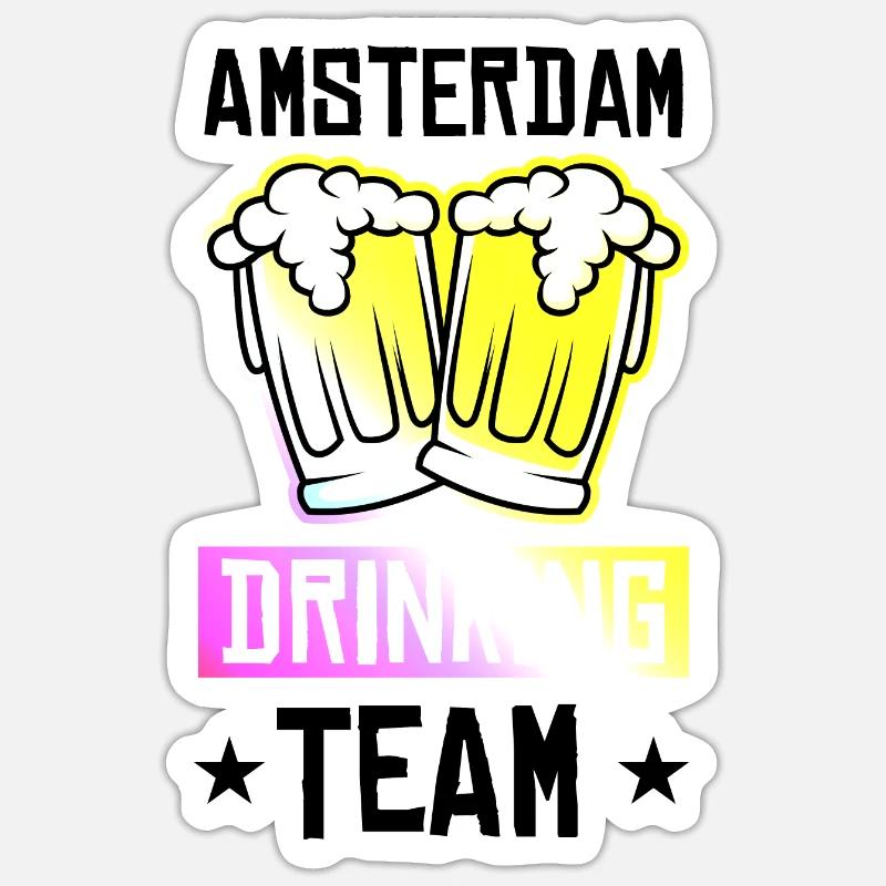 Amsterdam Drinking Team - Sticker size S (10 x 10 cm) - white matte