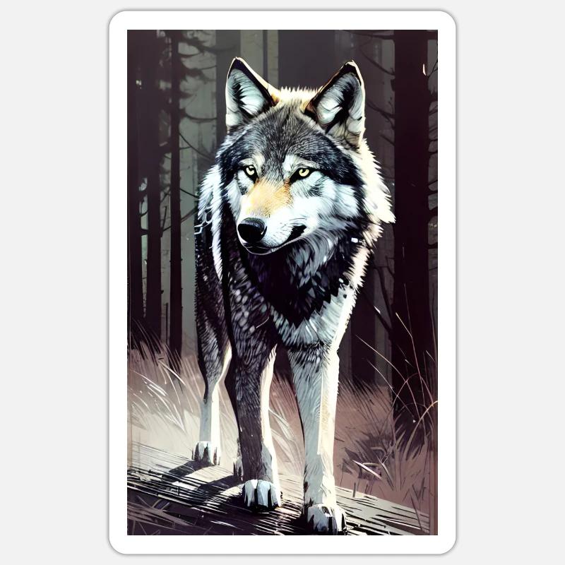 Wolf | Predator | Dog | Mystical - Sticker size S (10 x 10 cm) - white matte