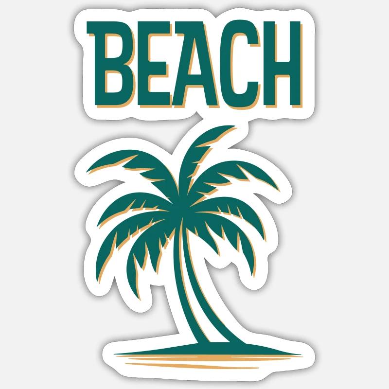 Plage - Sticker taille S (10 x 10 cm) - blanc mat