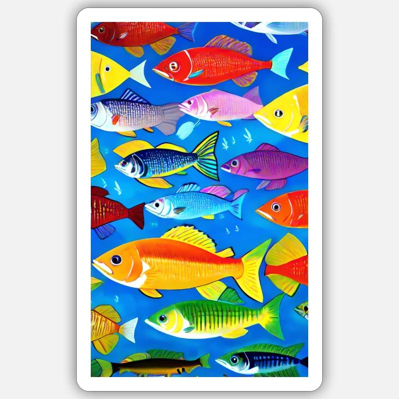 Fish | Pattern | Fish Patterns | Angler - Sticker size S (10 x 10 cm) - white matte