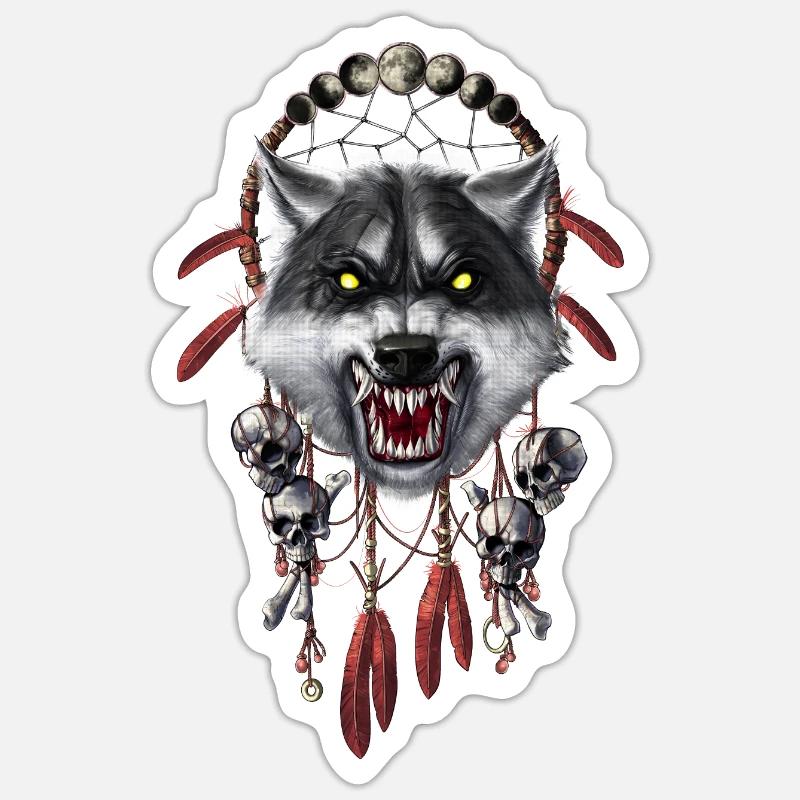 Werwolf-Traumfänger - Sticker Größe S (10 x 10 cm) - Mattweiß