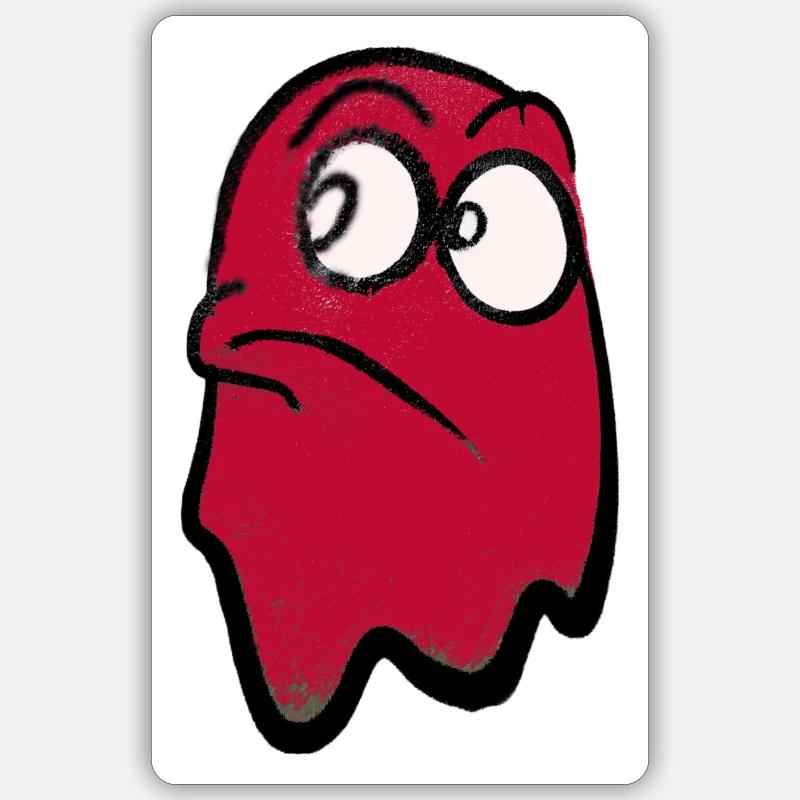 Funny grim-looking ghost in red Sticker size S (10 x 10 cm)