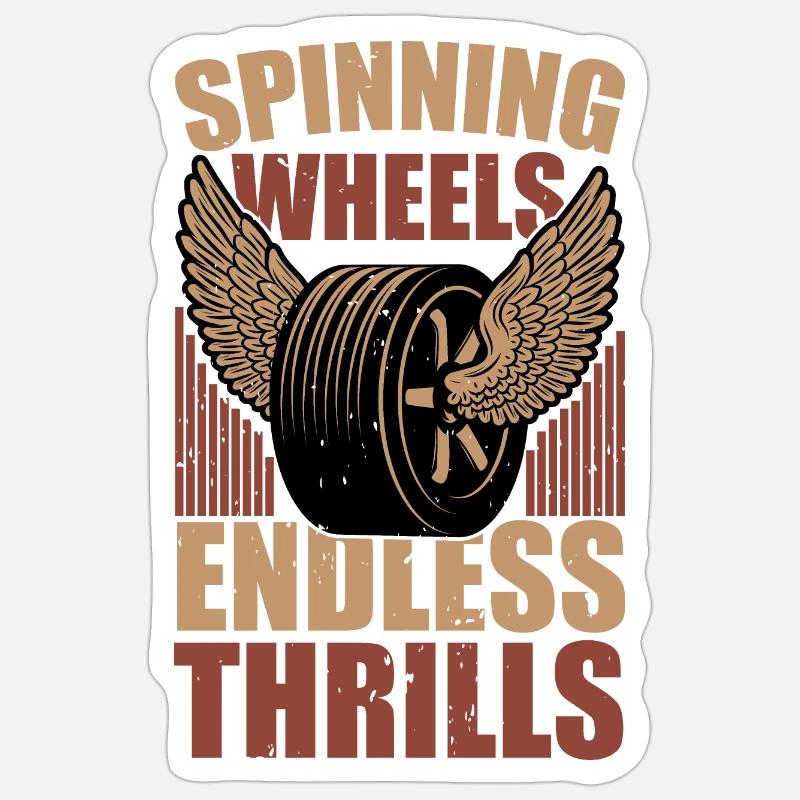 Sp. WHEELS ENDLESS THRILLS - Sticker size S (10 x 10 cm) - white matte
