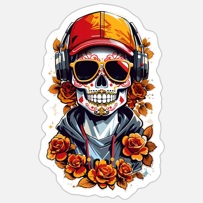 Sugar Skull - Sticker size S (10 x 10 cm) - white matte