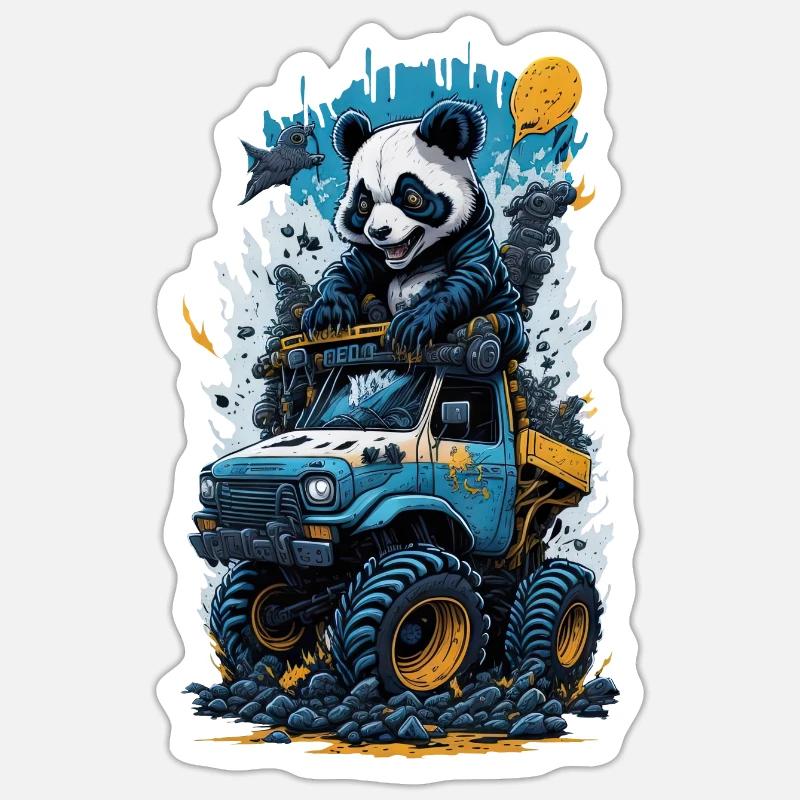 Panda - Sticker taille S (10 x 10 cm) - blanc mat