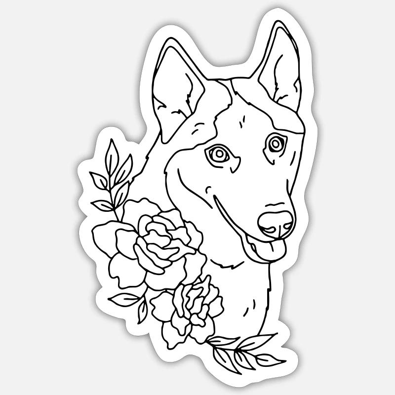 chien - Sticker taille S (10 x 10 cm) - blanc mat