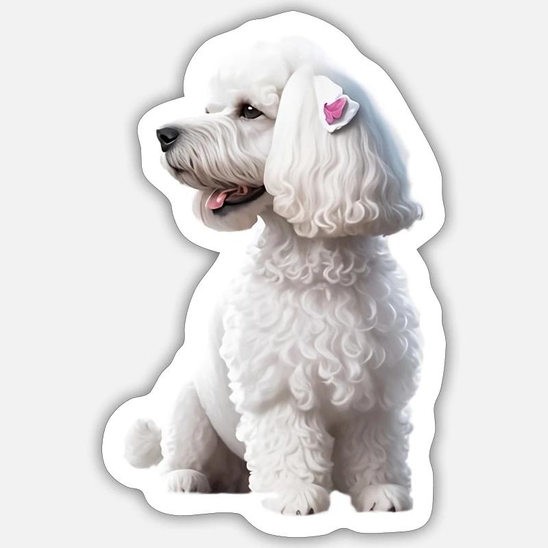Caniche - Sticker taille S (10 x 10 cm) - blanc mat