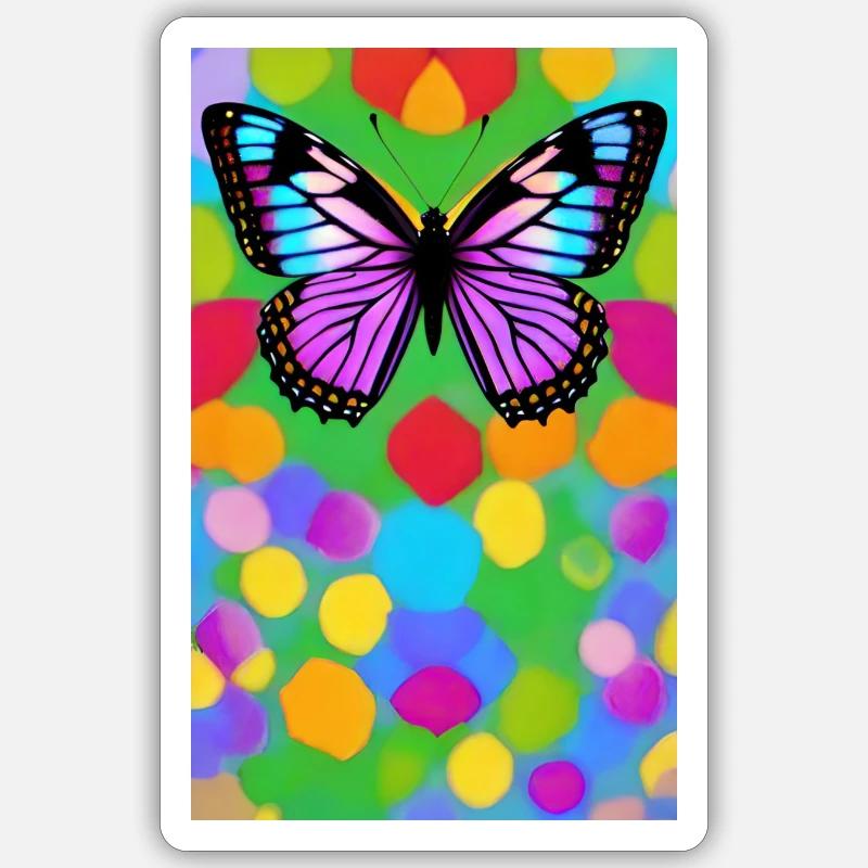 Papillon multicolor sublime - Sticker taille S (10 x 10 cm) - blanc mat