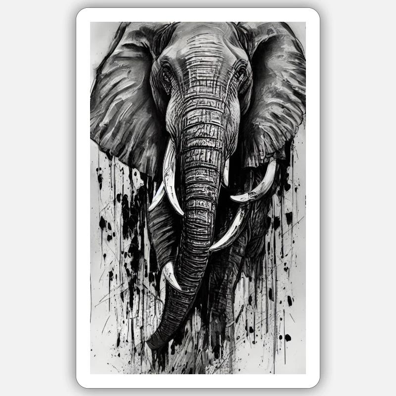 Majesté éléphant élégante - Sticker taille S (10 x 10 cm) - blanc mat