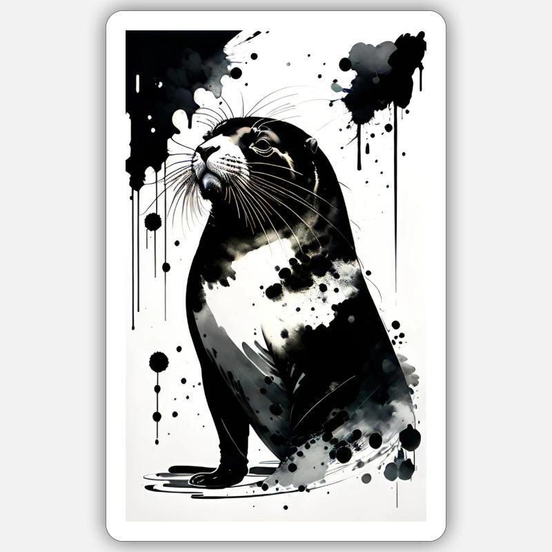 Adorable délice de phoque - Sticker taille S (10 x 10 cm) - blanc mat