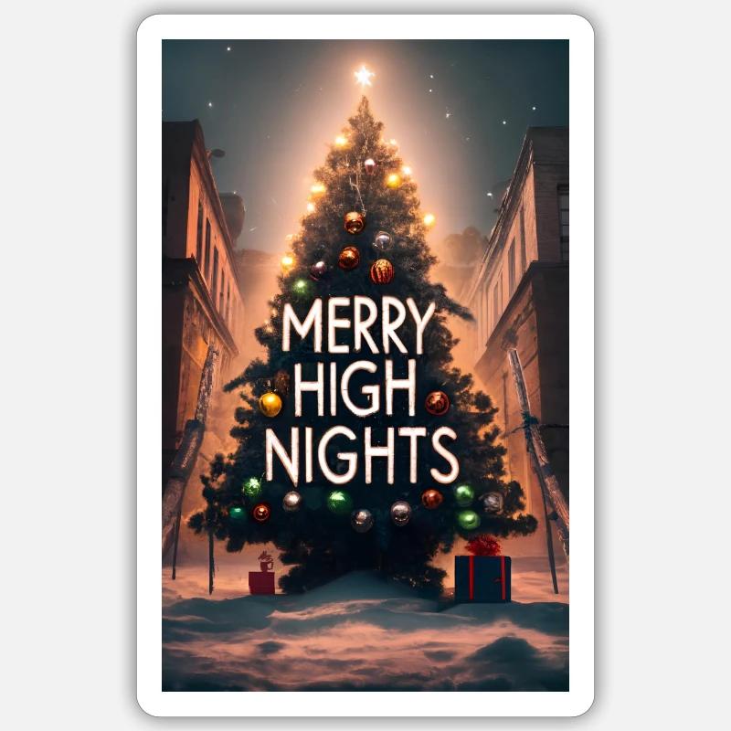 Joyeuses nuits de Noël - Sticker taille S (10 x 10 cm) - blanc mat