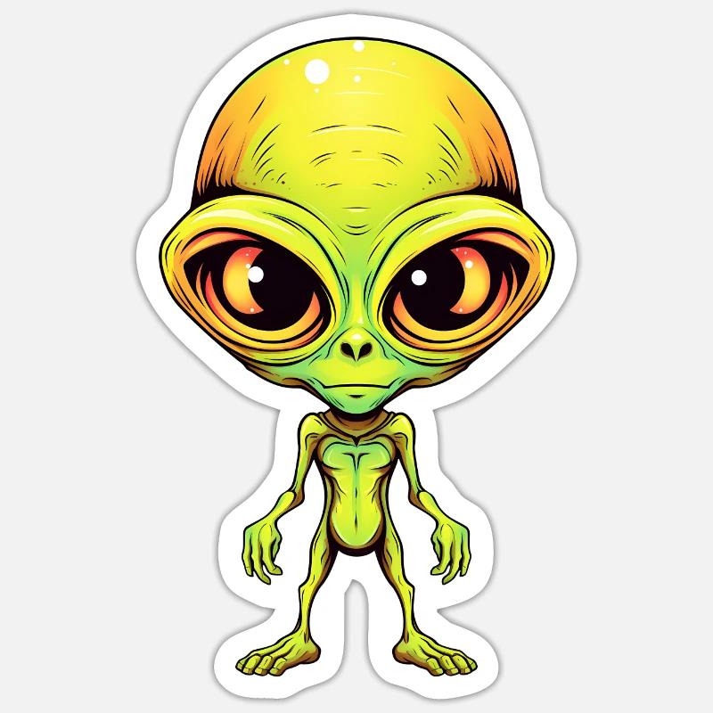 Mignon extraterrestre d’Halloween Sticker taille S (10 x 10 cm)