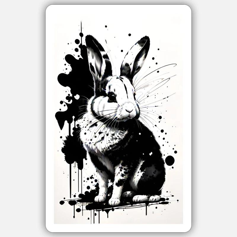 Lapin mignon - Sticker taille S (10 x 10 cm) - blanc mat