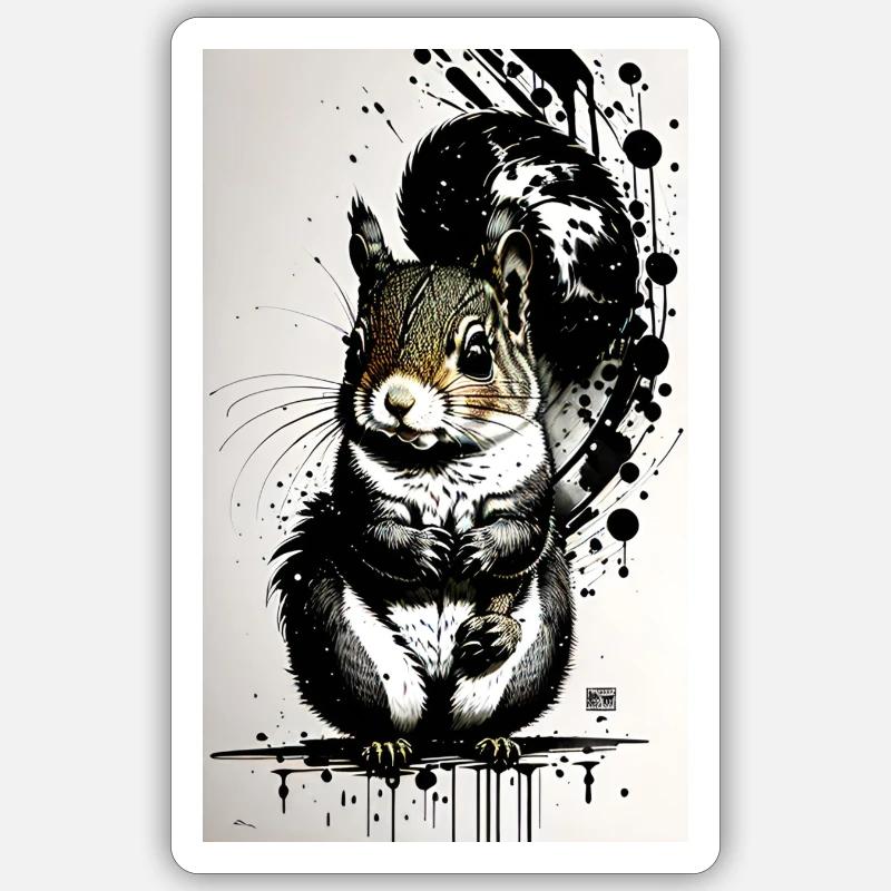 Niedliches Eichhörnchen - Sticker Größe S (10 x 10 cm) - Mattweiß