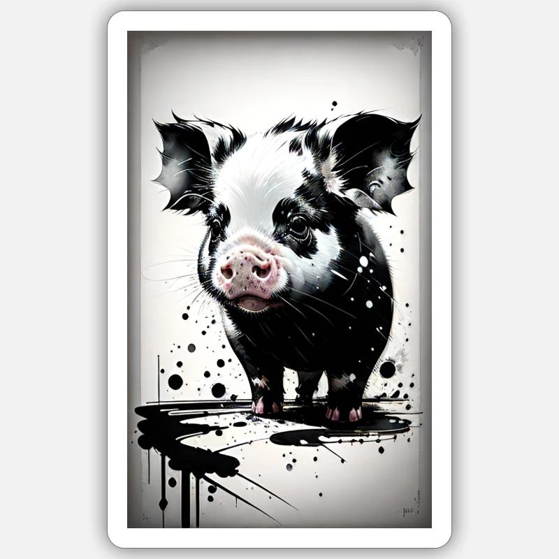 Cochon mignon - Sticker taille S (10 x 10 cm) - blanc mat