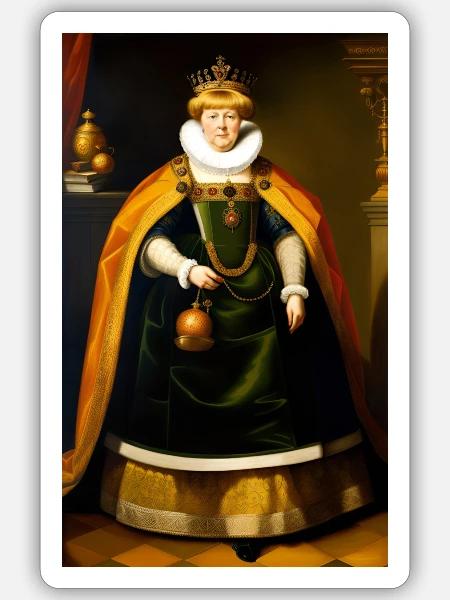 Angela Merkel als Barock-Monarchin - Sticker Größe S (10 x 10 cm) - Mattweiß