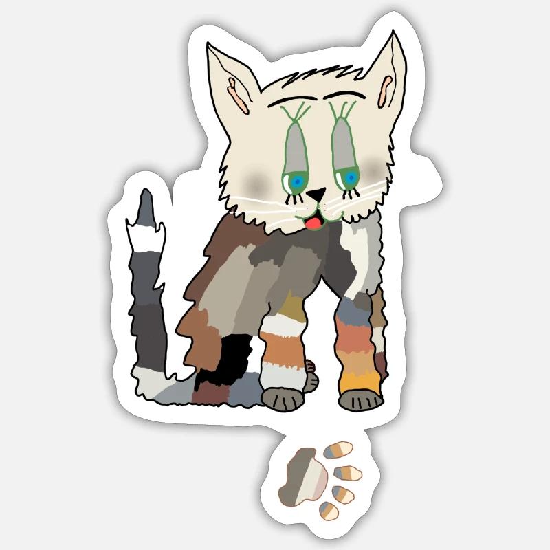 Patchwork Katze Fred Tatze Sticker Größe S (10 x 10 cm)