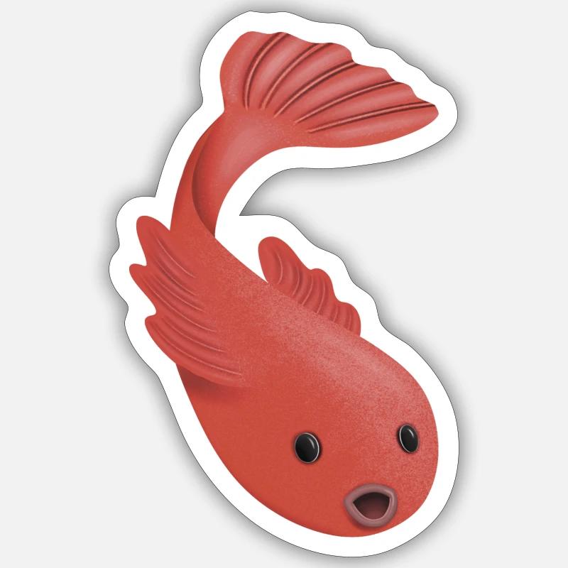 poisson rouge - Sticker taille S (10 x 10 cm) - blanc mat