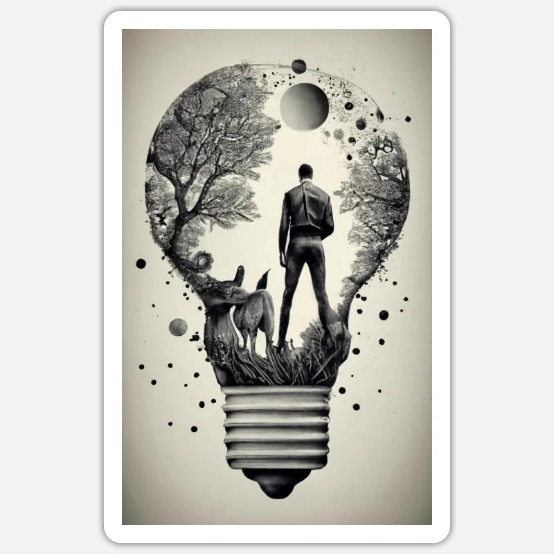 man inside a light bulb Sticker size S (10 x 10 cm)