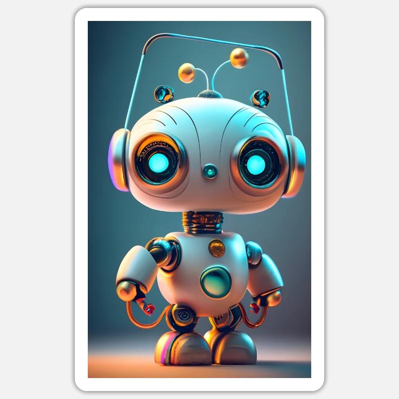 Lustiger Roboter - Sticker Größe S (10 x 10 cm) - Mattweiß