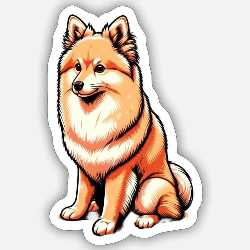 Finnish spitz - Sticker size S (10 x 10 cm) - white matte