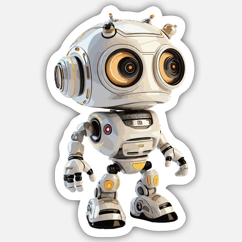Small Robot - Sticker size S (10 x 10 cm) - white matte