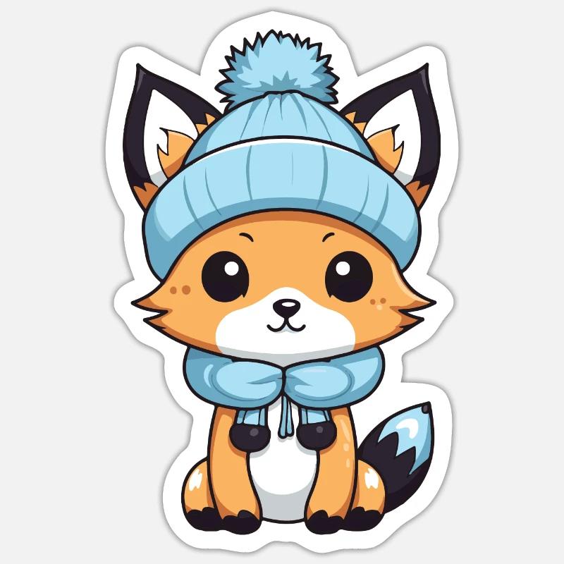 Fox Winter Comic - Sticker size S (10 x 10 cm) - white matte