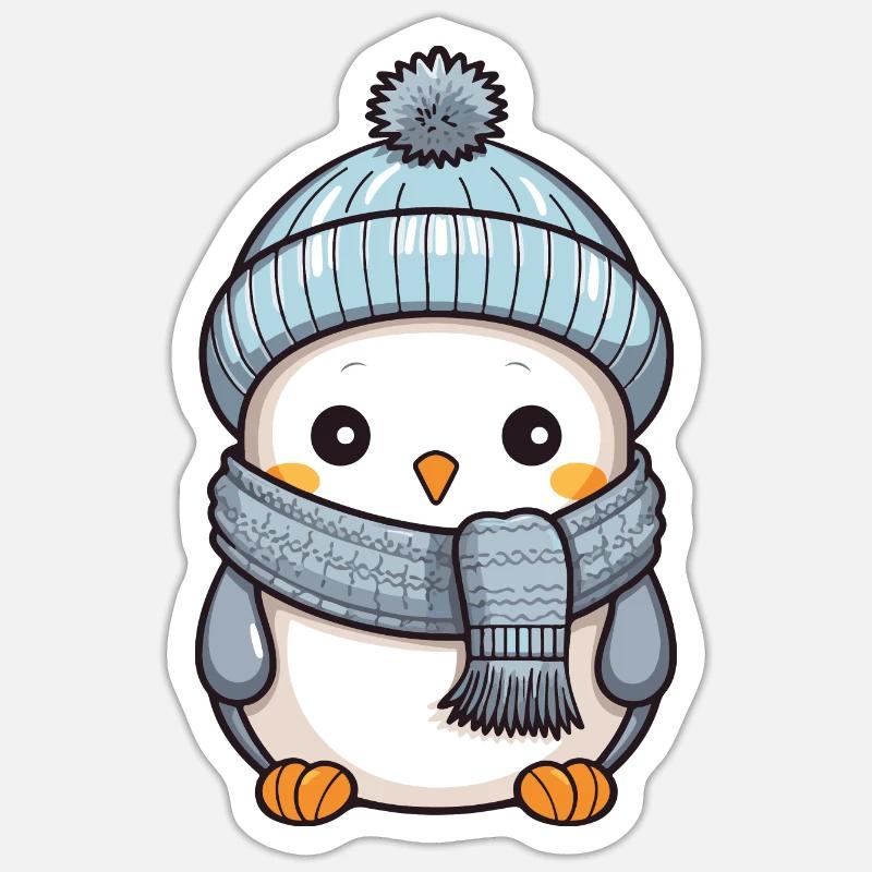 Penguin Winter Comic - Sticker size S (10 x 10 cm) - white matte