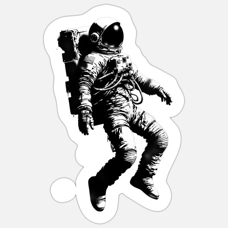 Freischwebender Astronaut Personalisieren - Sticker Größe S (10 x 10 cm) - Mattweiß