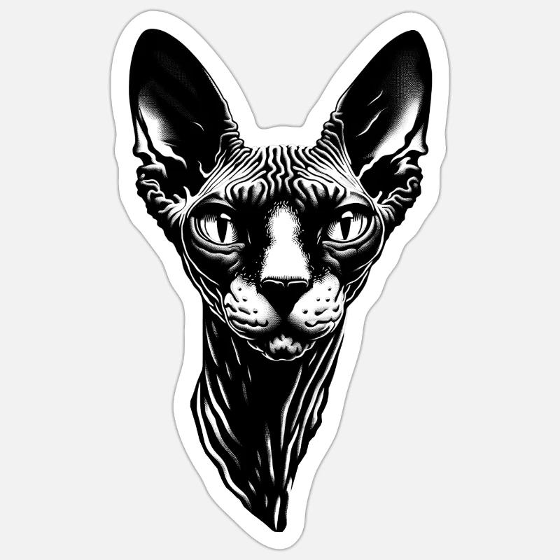 Katzengesicht: Übel grinsend - Sticker Größe S (10 x 10 cm) - Mattweiß
