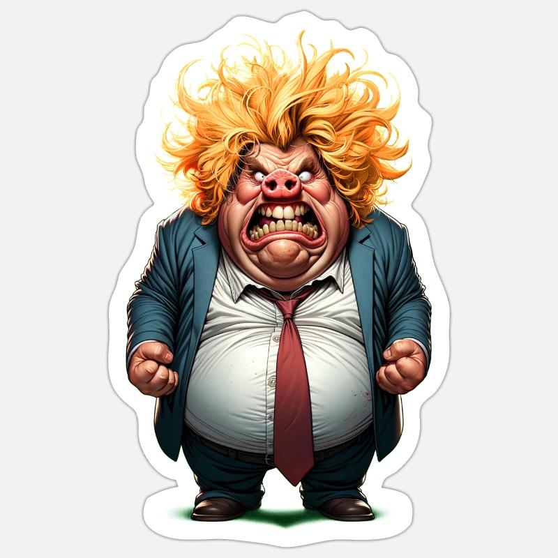 Angry Citizen Caricature Sticker size S (10 x 10 cm)