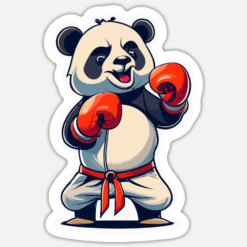 Boxe Panda - Sticker taille S (10 x 10 cm) - blanc mat