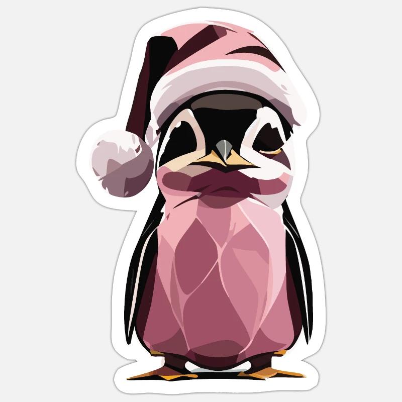 Weihnachtspinguin - Sticker Größe S (10 x 10 cm) - Mattweiß