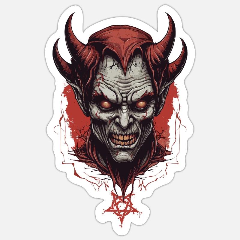Diable démon de l'enfer - Sticker taille S (10 x 10 cm) - blanc mat