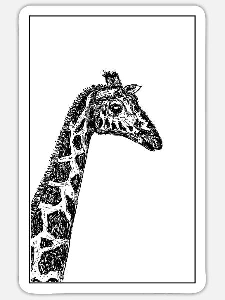 Giraffe Skizze - Sticker Größe S (10 x 10 cm) - Mattweiß