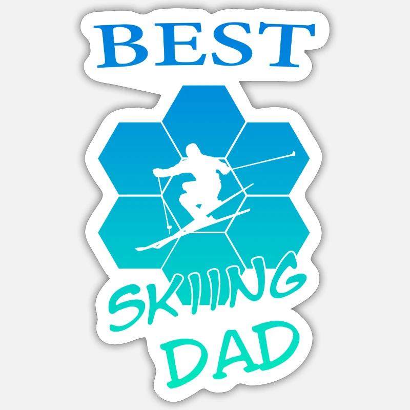 Skiing Dad - Sticker Größe S (10 x 10 cm) - Mattweiß