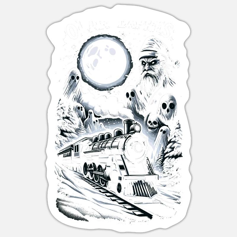 Haunted Polar Express - Sticker taille S (10 x 10 cm) - blanc mat