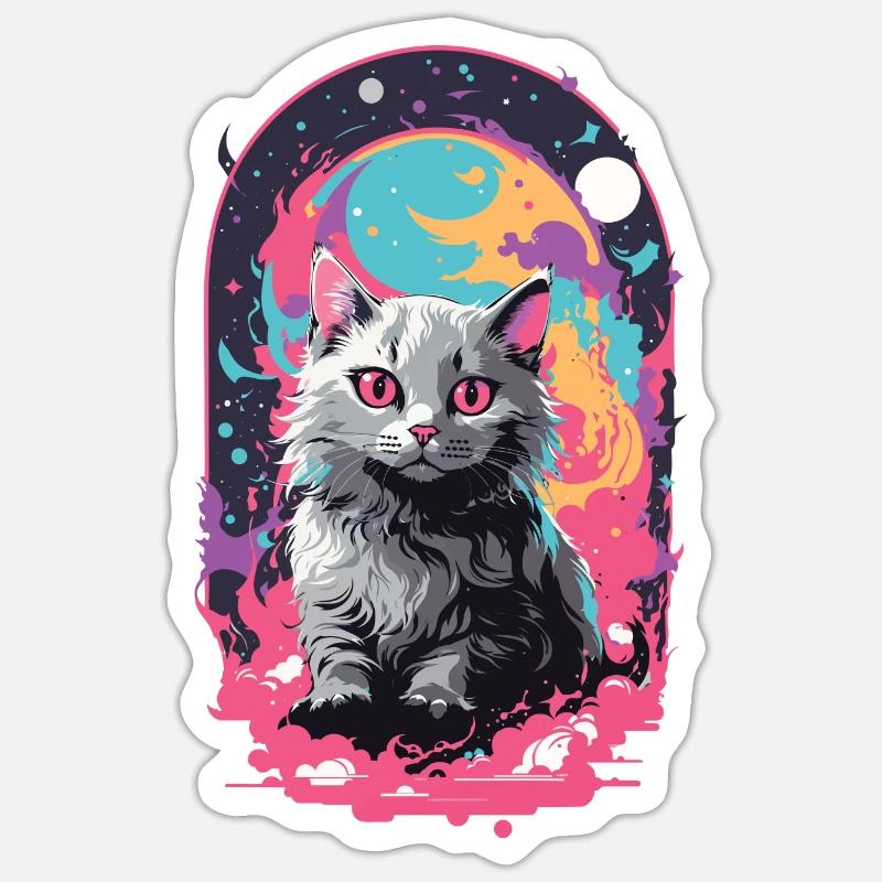 Katze Goth Pastel Psychedelisch Weirdcore Design Sticker Größe S (10 x 10 cm)