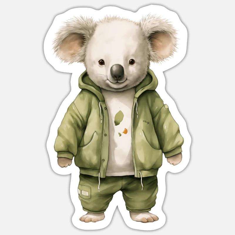 Enchanting Eucalyptus: BounceKoala Tee - Sticker size S (10 x 10 cm) - white matte