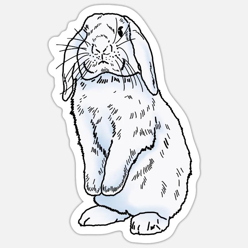 Rabbit white Sticker size S (10 x 10 cm)