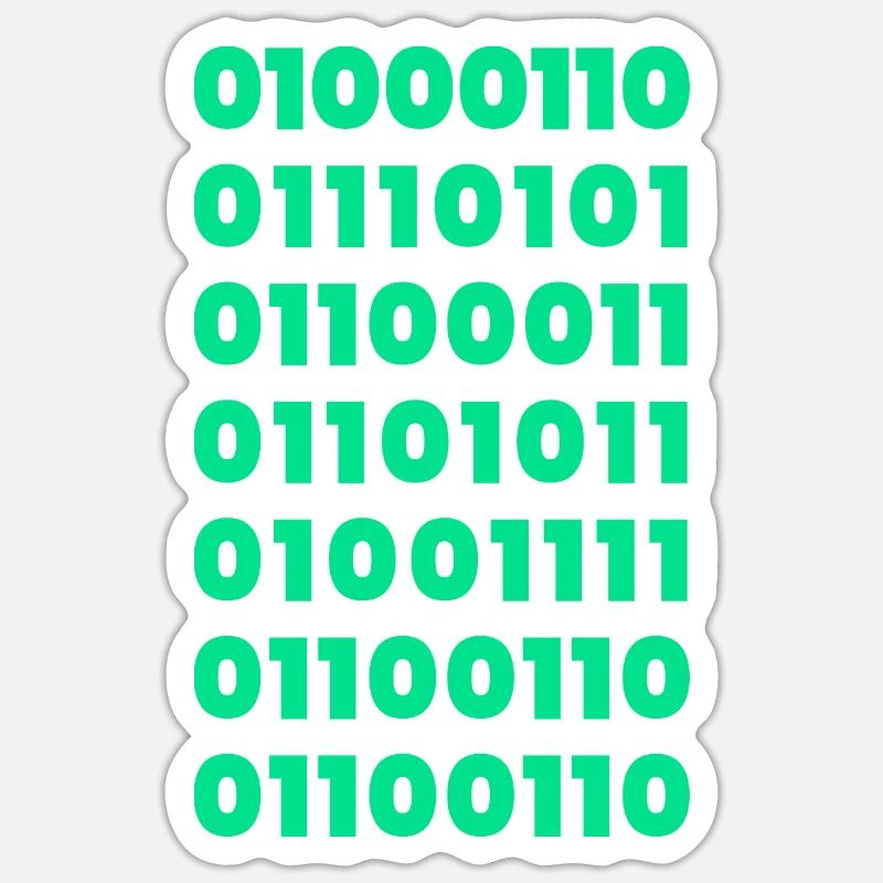 Binary Code Message T-Shirt: Subtil und doch mutig - Sticker Größe S (10 x 10 cm) - Mattweiß