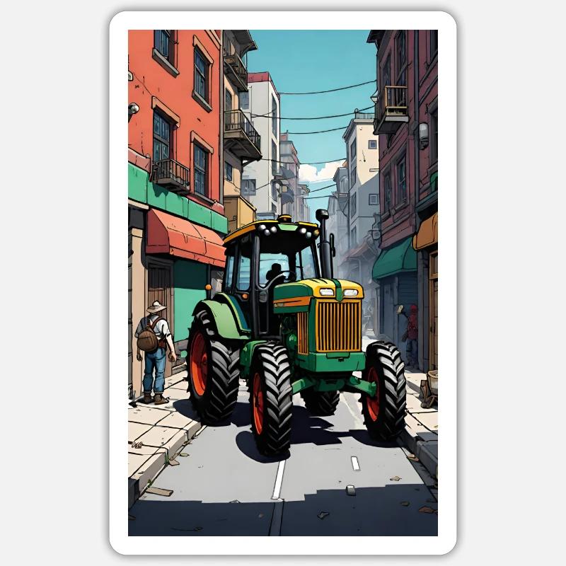 Traktor auf Bauernprotest - Sticker Größe S (10 x 10 cm) - Mattweiß