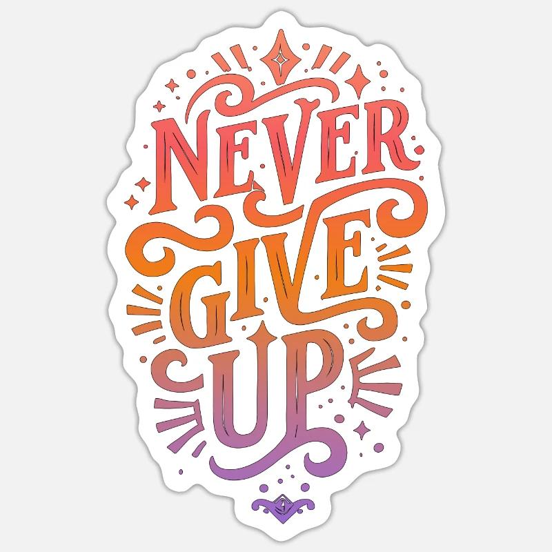 Persévérance vintage : La Devise 'Ne Jamais Abando Sticker taille S (10 x 10 cm)