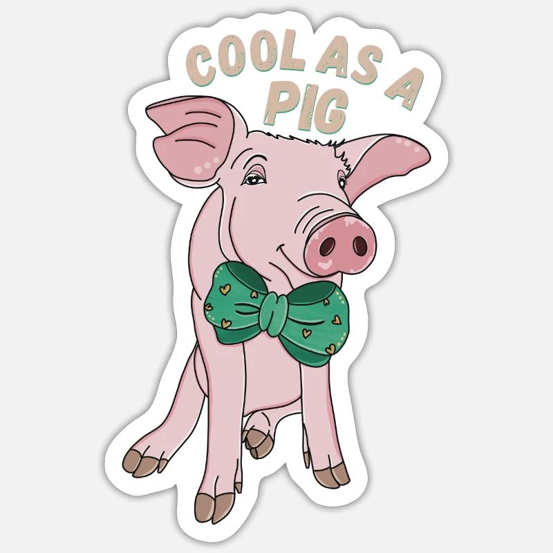Cool as a Pig - Sticker Größe S (10 x 10 cm) - Mattweiß