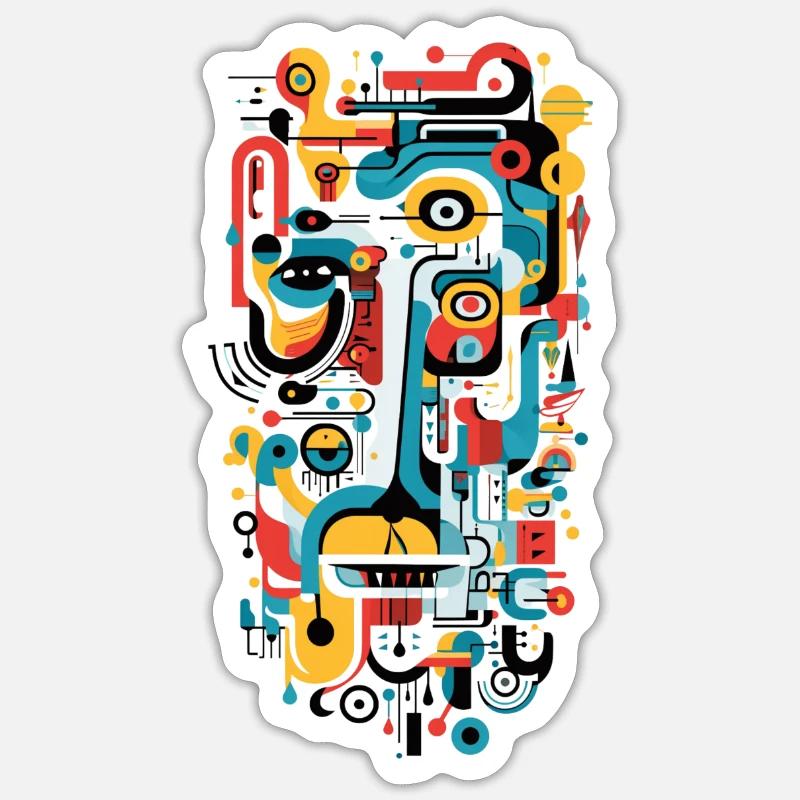 « Échos géométriques » Art abstrait - Sticker taille S (10 x 10 cm) - blanc mat