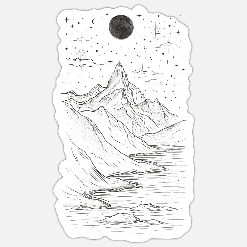 Moon beach - Sticker size S (10 x 10 cm) - white matte