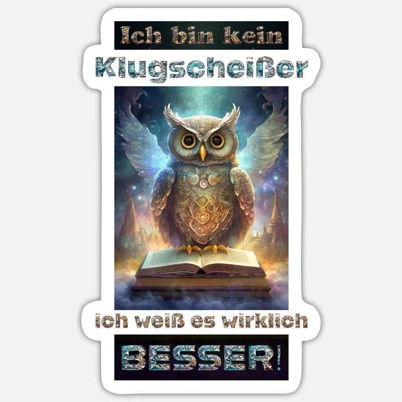 Ich weiß es besser Eule - Sticker Größe S (10 x 10 cm) - Mattweiß
